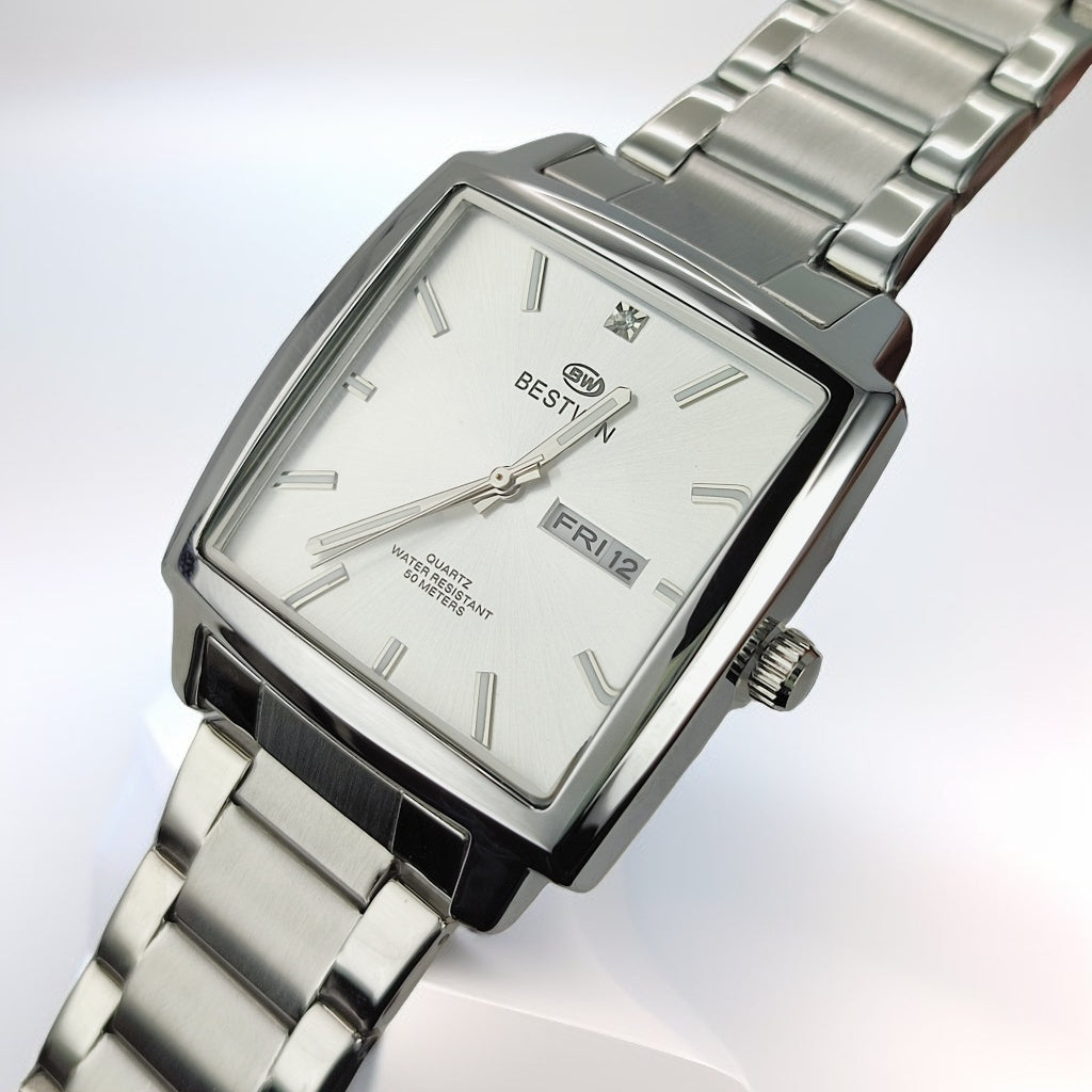 Silver Square Watch For Men