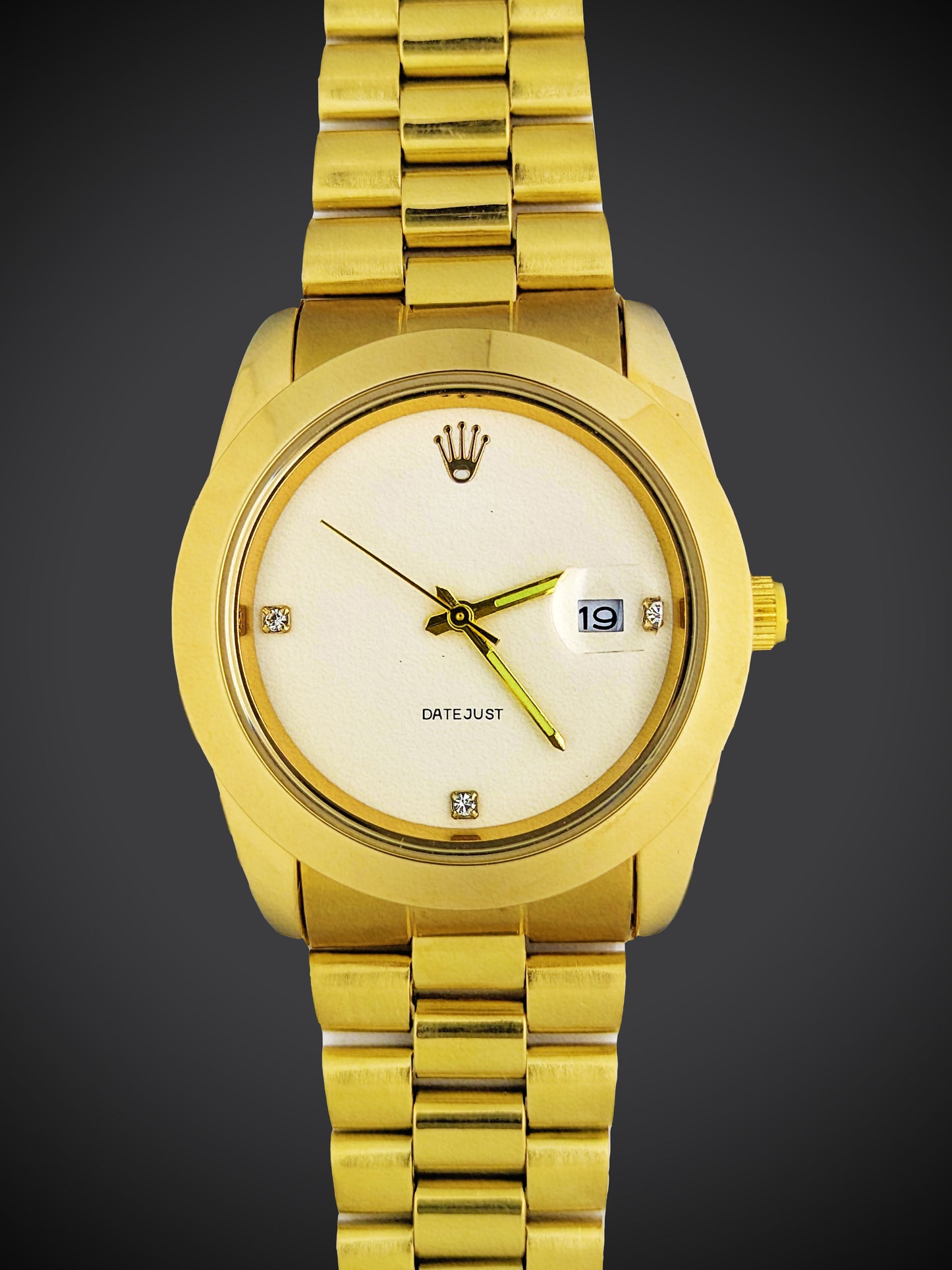 R Gold White Blue Watch