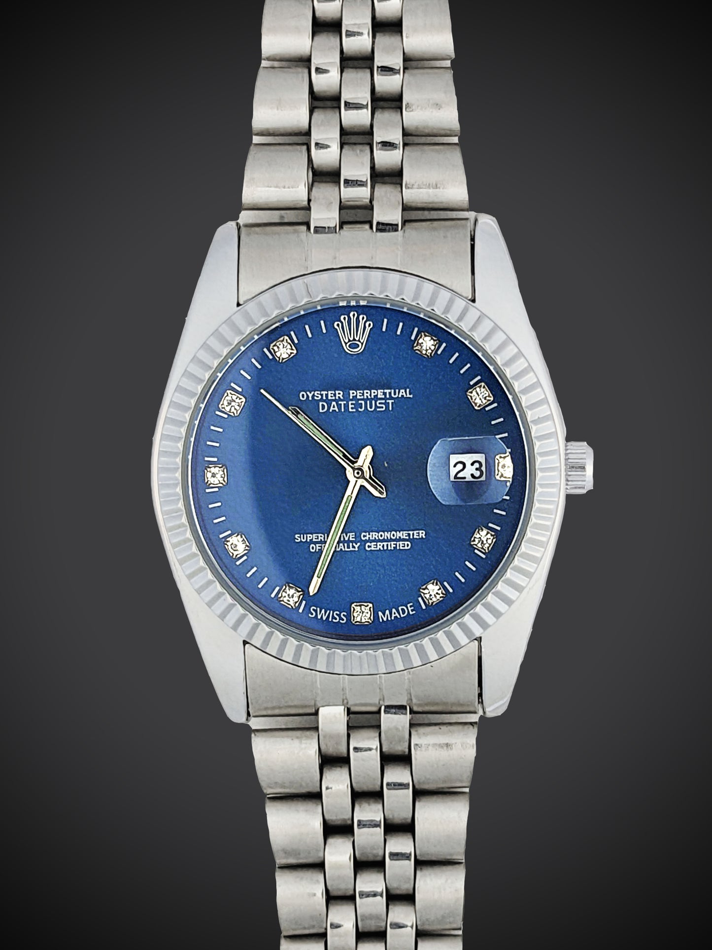 R Unisex Silver Blue Watch