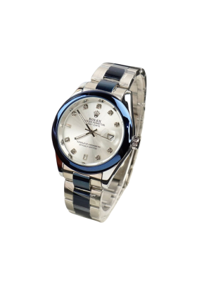 Stainless Steel & Diamond Dial Chain Watch for Men (Blue)
