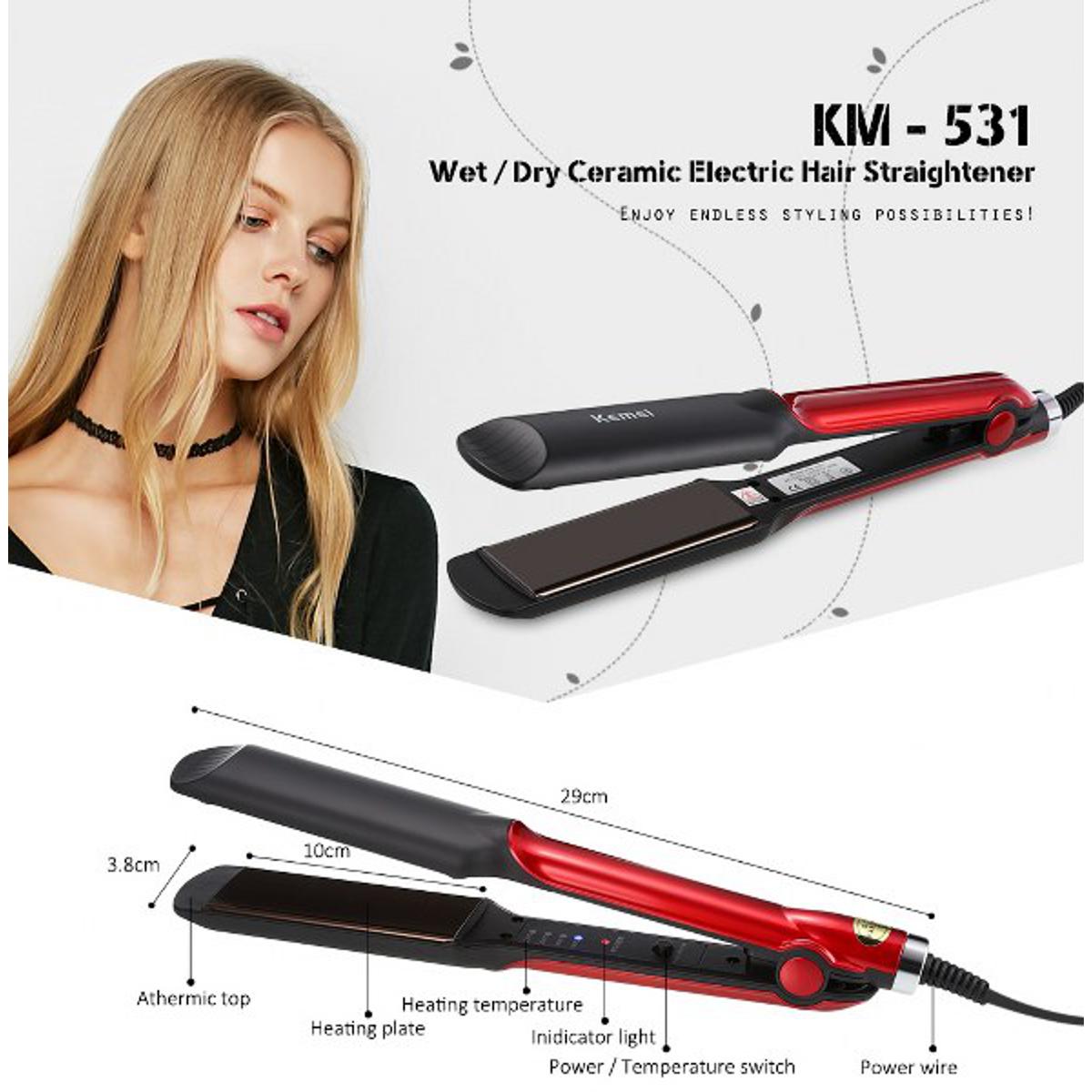 Kemei KM-531 - Professional Hair Straightener with Digital temperature control