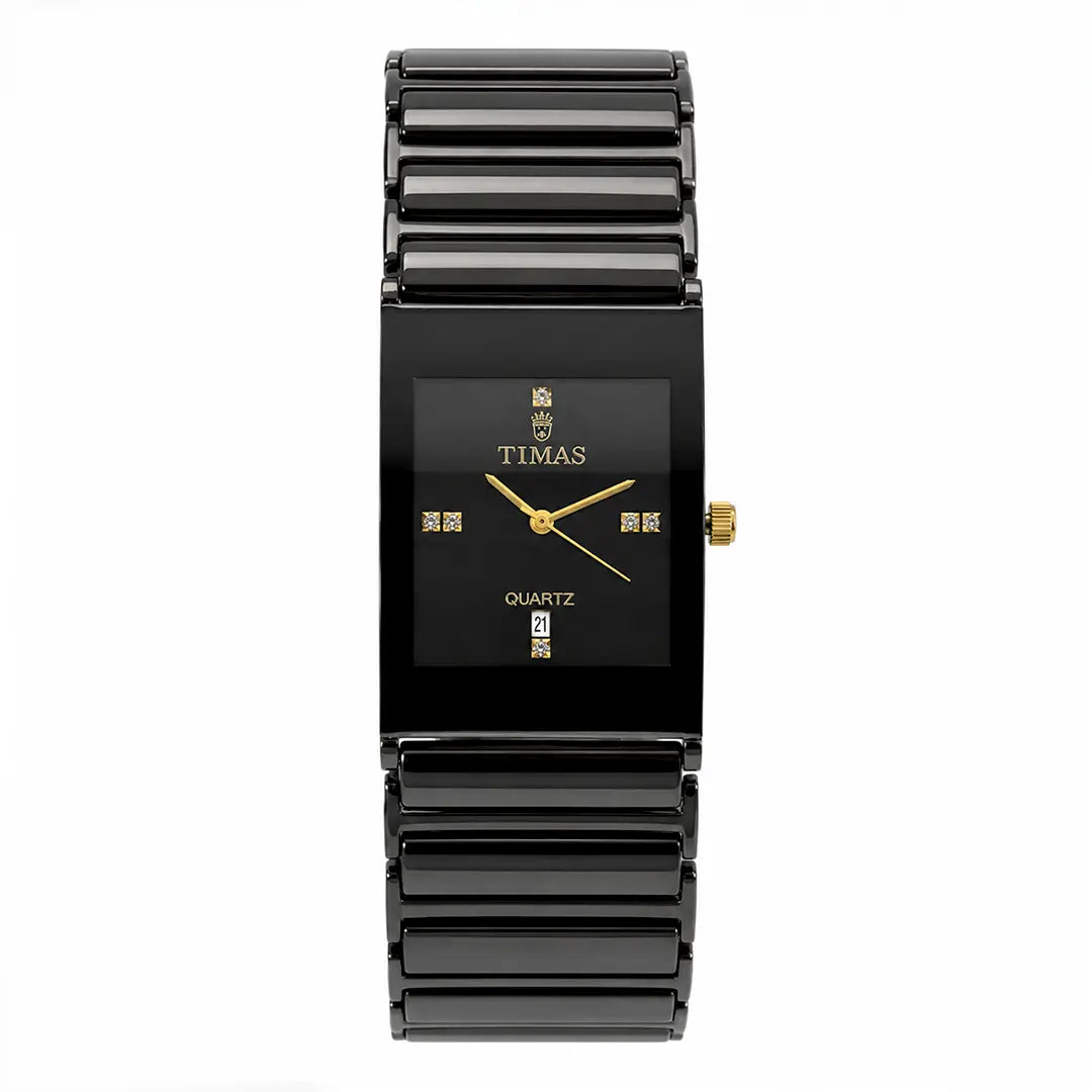 Timas Ceramic Series (Quartz) | Premium Minimalist Square Watch with Diamond-Cut Accents