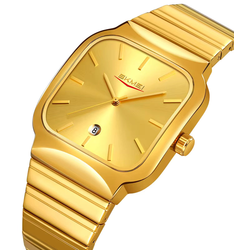 PREIMUIM!!! Gold Aankaaara's Man Woman Hand Watch Stainless Steel Business Hand Clock Fashion with Date Lady Couple Quartz Watch Luxury Desgin