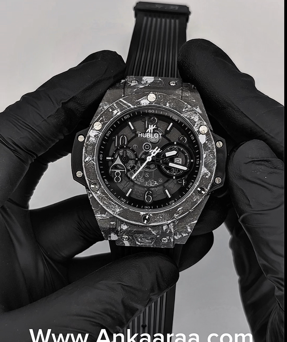 H_B Black Strap Watch For Men