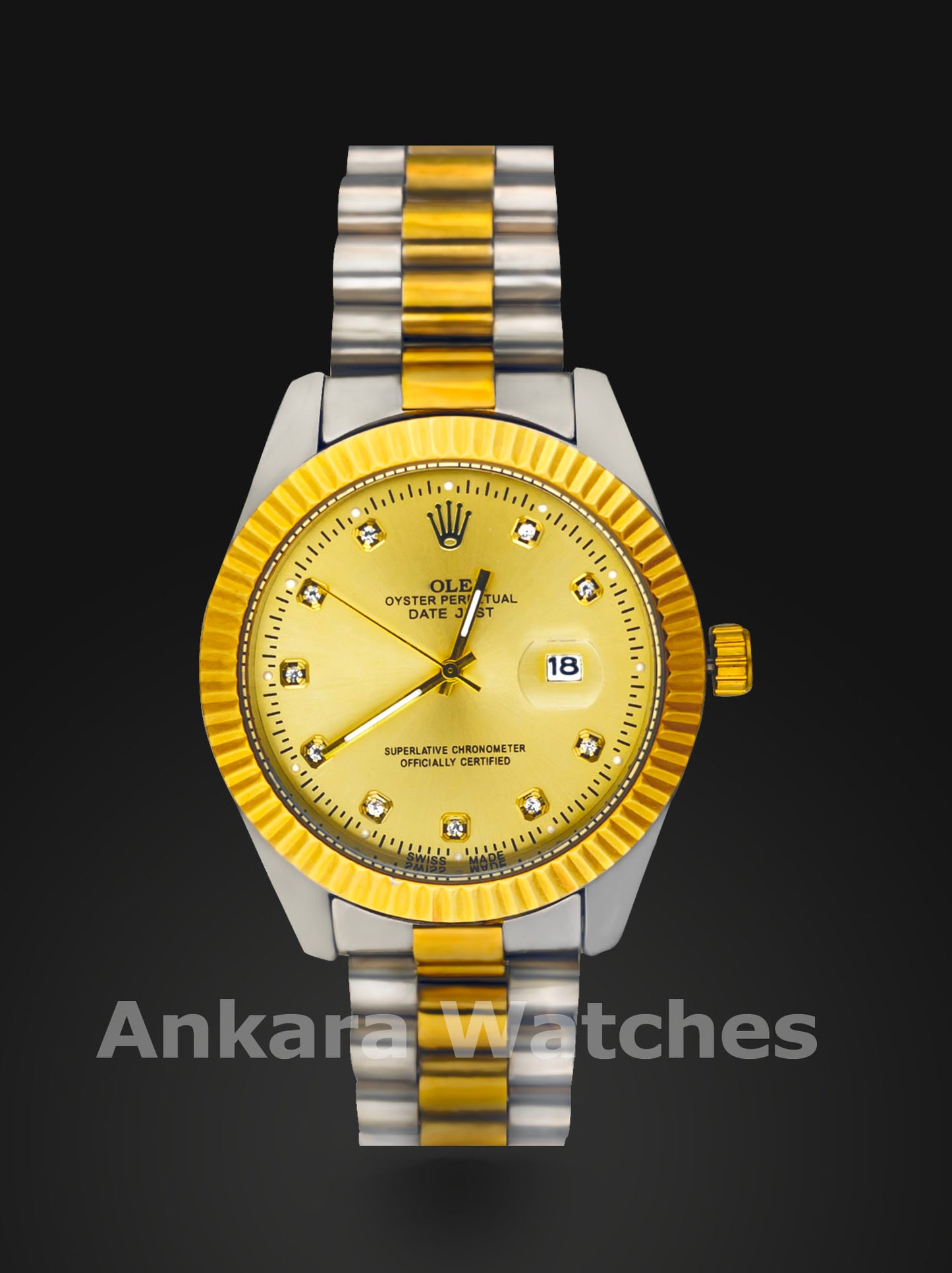 R Gold n Silver Watch For Men