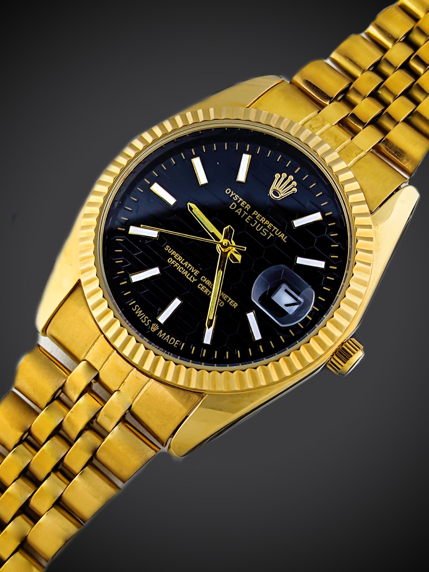 R Unisex Gold Black Watch