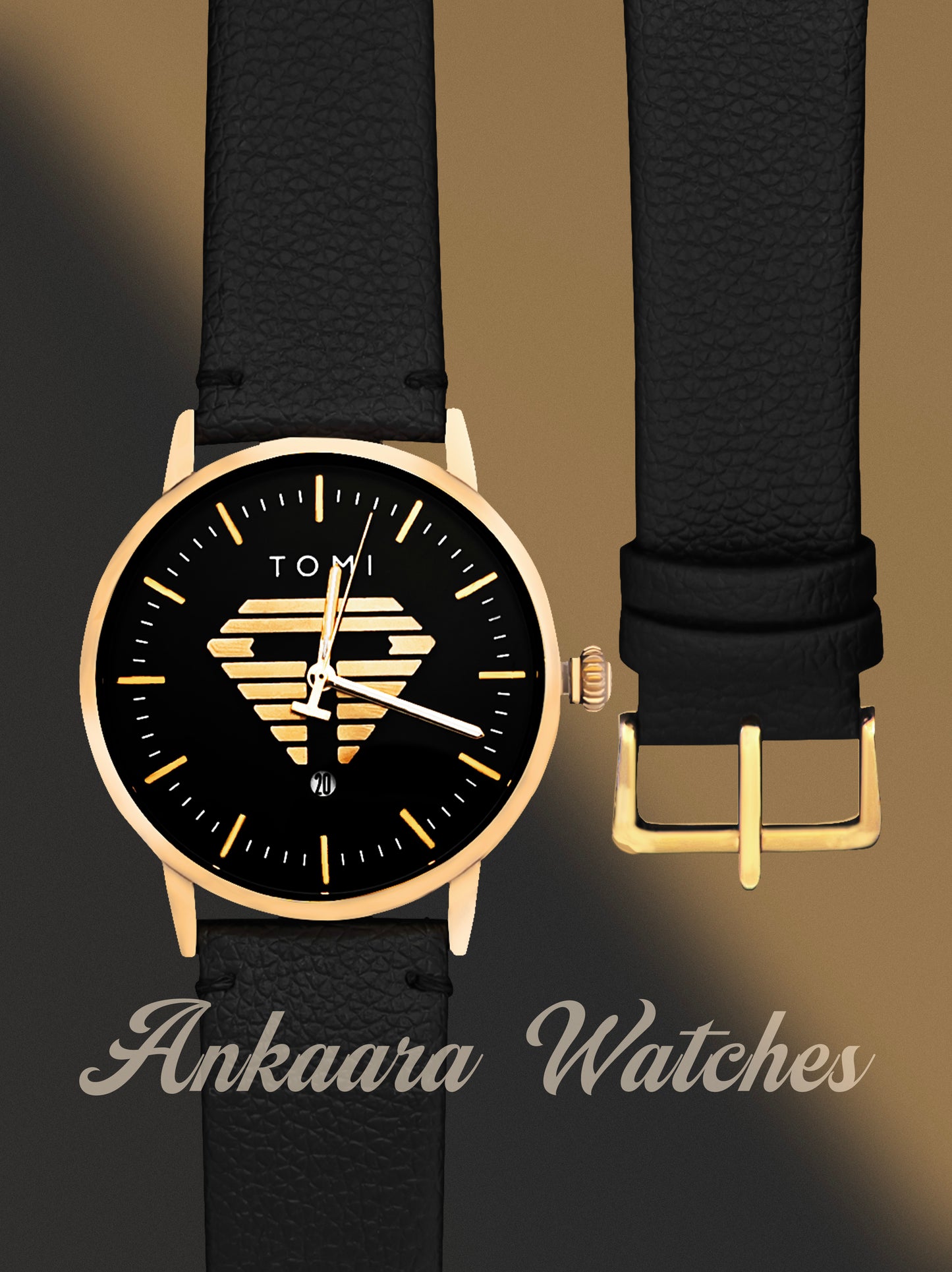 Tomi Sleek Design Copper N Black Watch for Men