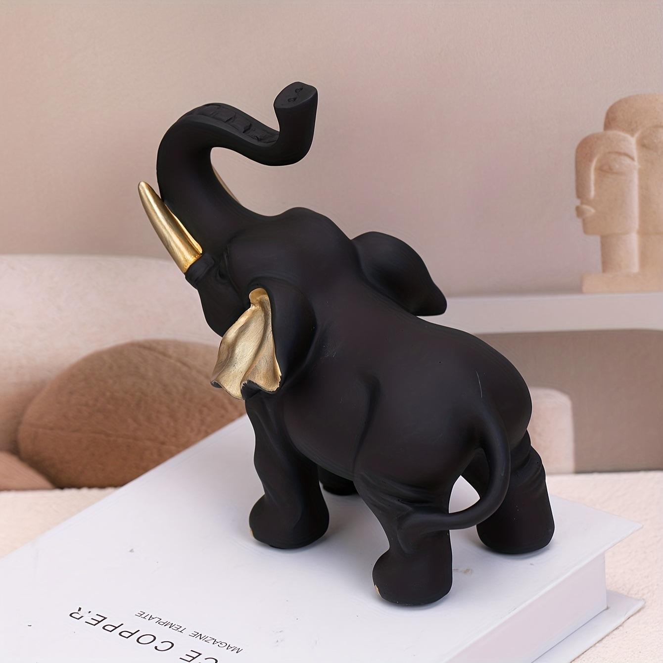 Resin Black Elephant Statue ( Set of 2 )