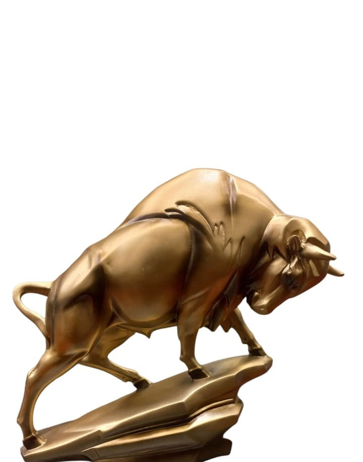 Bison Sculpture, Fashionable Copper Color Abstract Bull, Handmade Resin Bison Staute