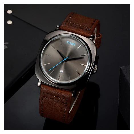 Brown Strap Watches Square Dial