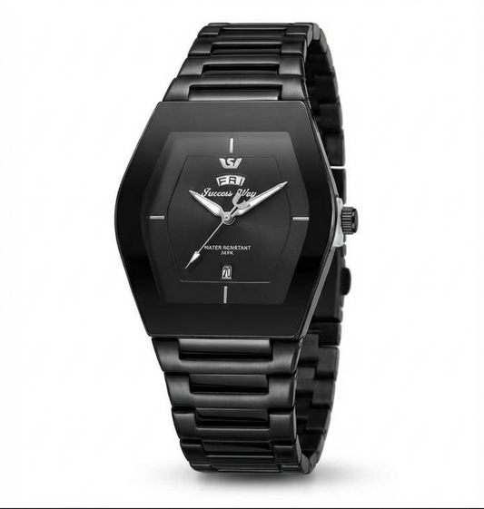 The Midnight Geometric: All-Black Men’s Timepiece