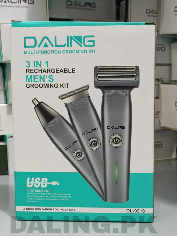 DALING 3 In 1 cpmact size Rechargeable Hair Clipper Shaver beard Styling Hair Removal machine