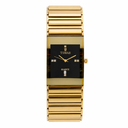 Timas Luxe Ceramic Series (Quartz) | Premium Minimalist Square Watch with Diamond-Cut Accents Full Gold