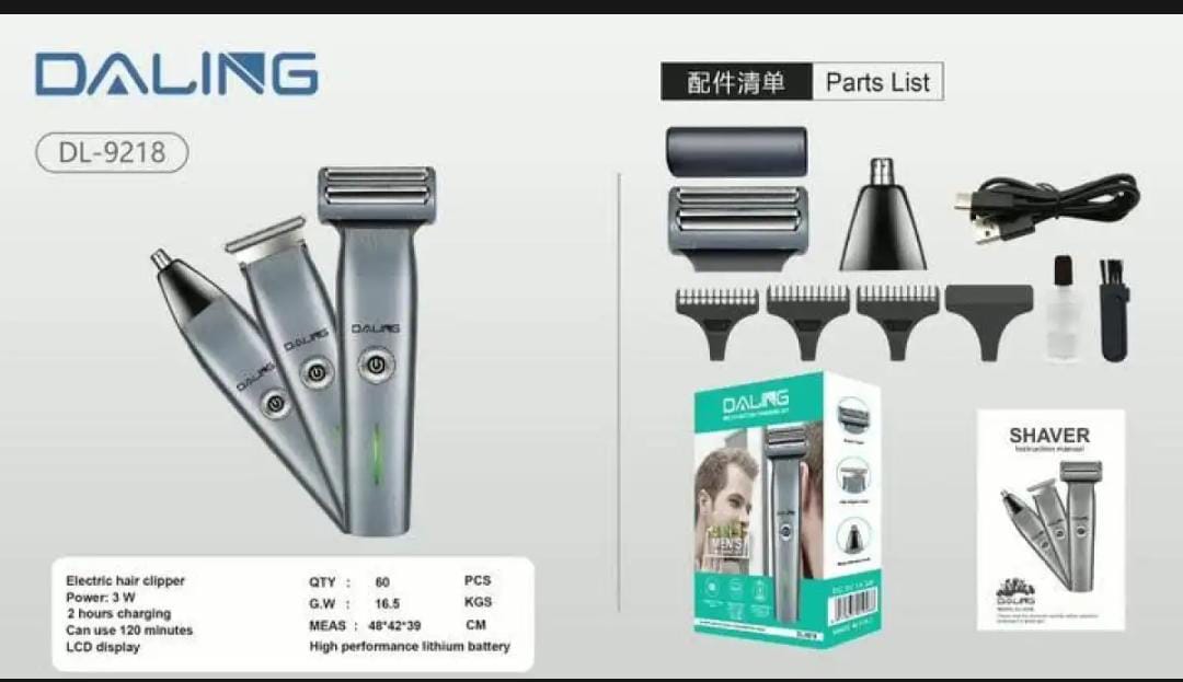 DALING 3 In 1 cpmact size Rechargeable Hair Clipper Shaver beard Styling Hair Removal machine