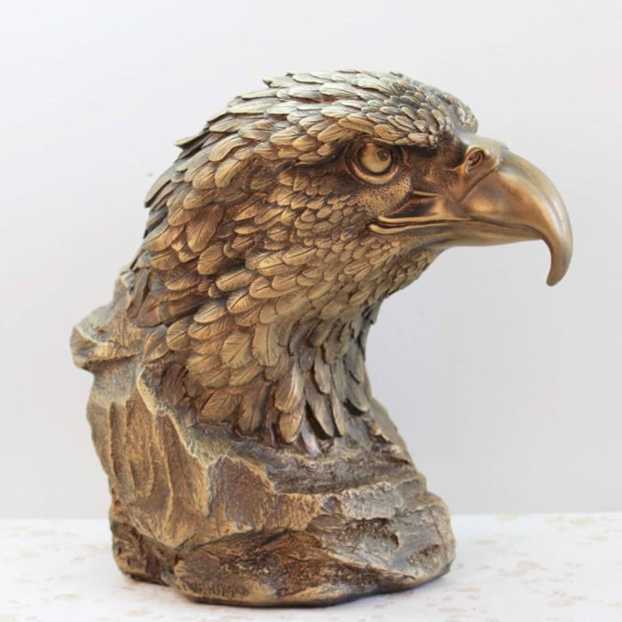 Ankaaara's Antique Bronze Eagle Head Ornaments Office Home Decoration Resin Crafts
