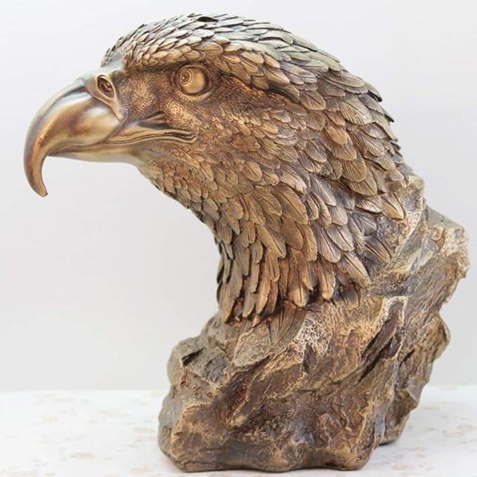 Ankaaara's Antique Bronze Eagle Head Ornaments Office Home Decoration Resin Crafts