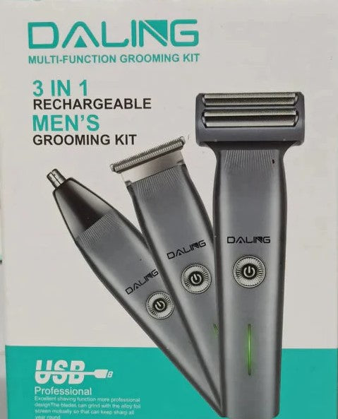 DALING DL-9218 3 In 1 cpmact size Rechargeable Hair Clipper Shaver beard Styling Hair Removal machine  FB