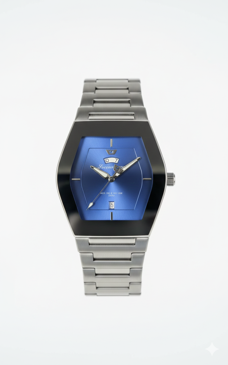 Success Way Architect: Modern Hexagon Steel Watch - Blue Edition