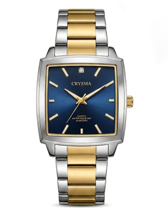 PREMIUM Blue Dial Square Dial Men Fashionable Chain Watch in