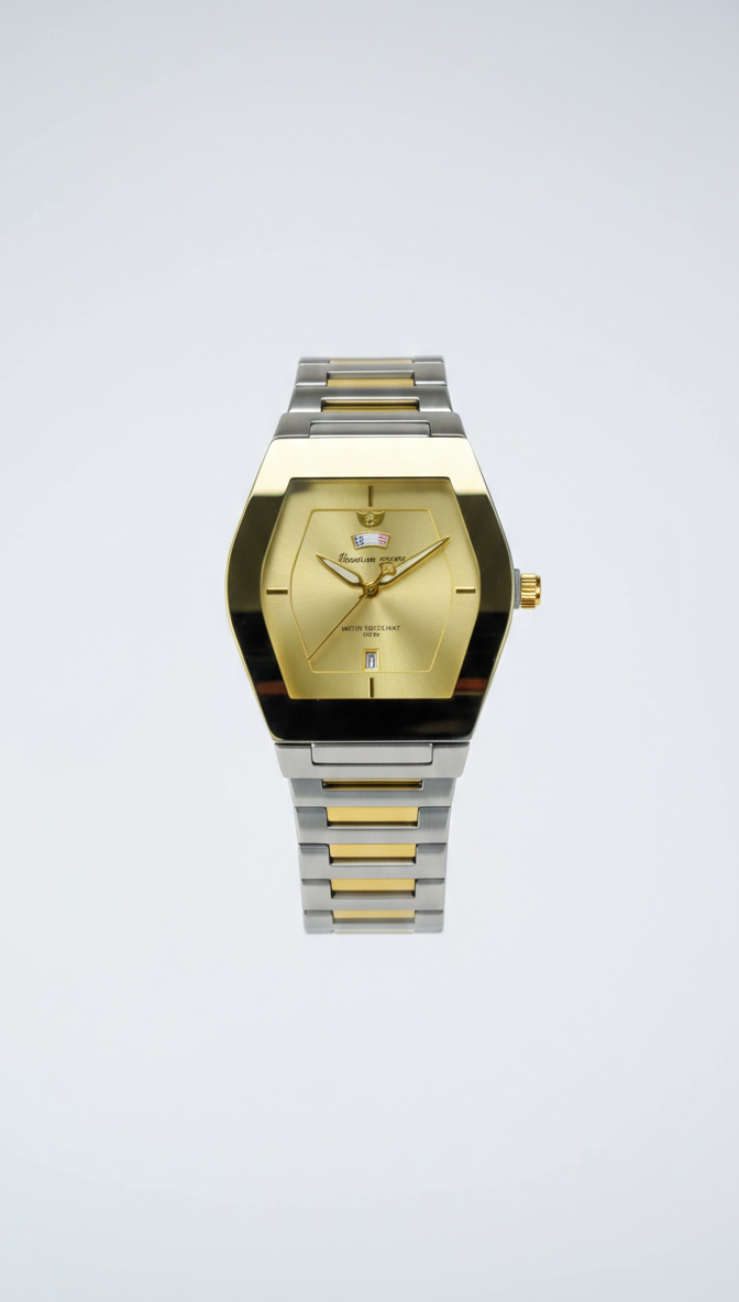 Success Way Azure: Gold Hexagonal Luxury Watch