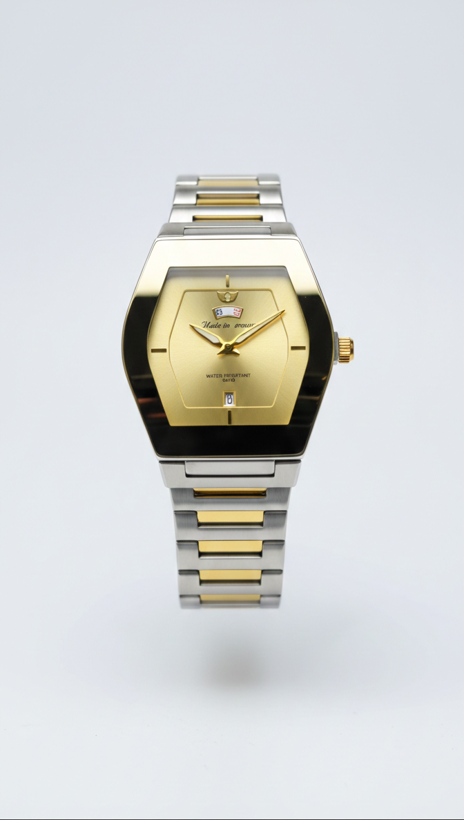 Success Way Azure: Gold Hexagonal Luxury Watch
