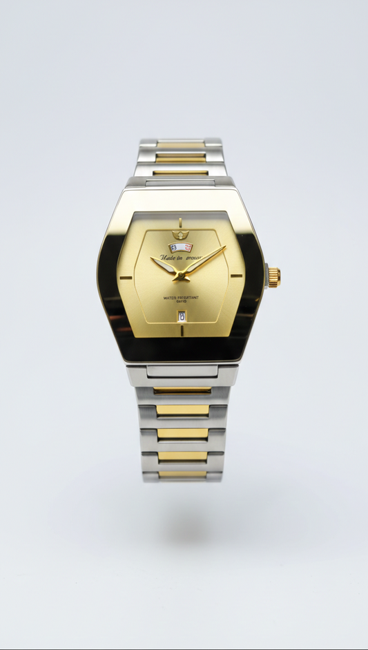Success Way Azure: Gold Hexagonal Luxury Watch