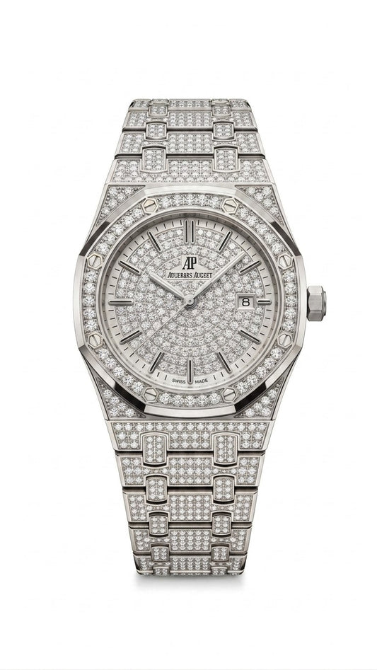 Gold Octagonal Iced Watch Luxury Iced Out Silver Watch for Men – Full Diamond Studded Octagonal Chain Watch