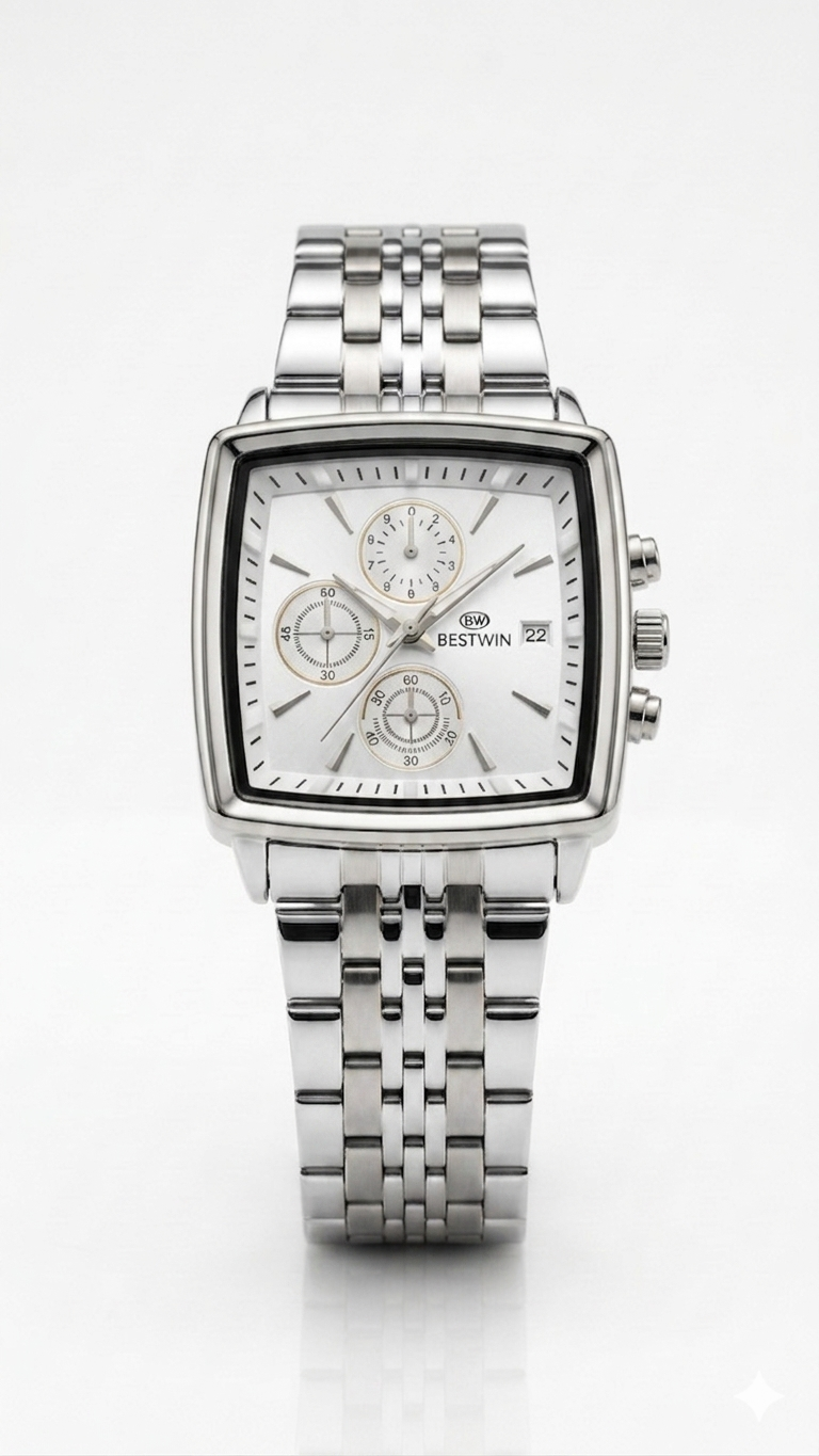 Ankaaara Classic Square Chronograph – Silver