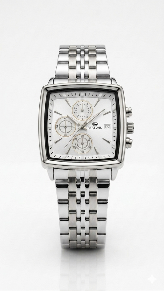 Ankaaara Classic Square Chronograph – Silver