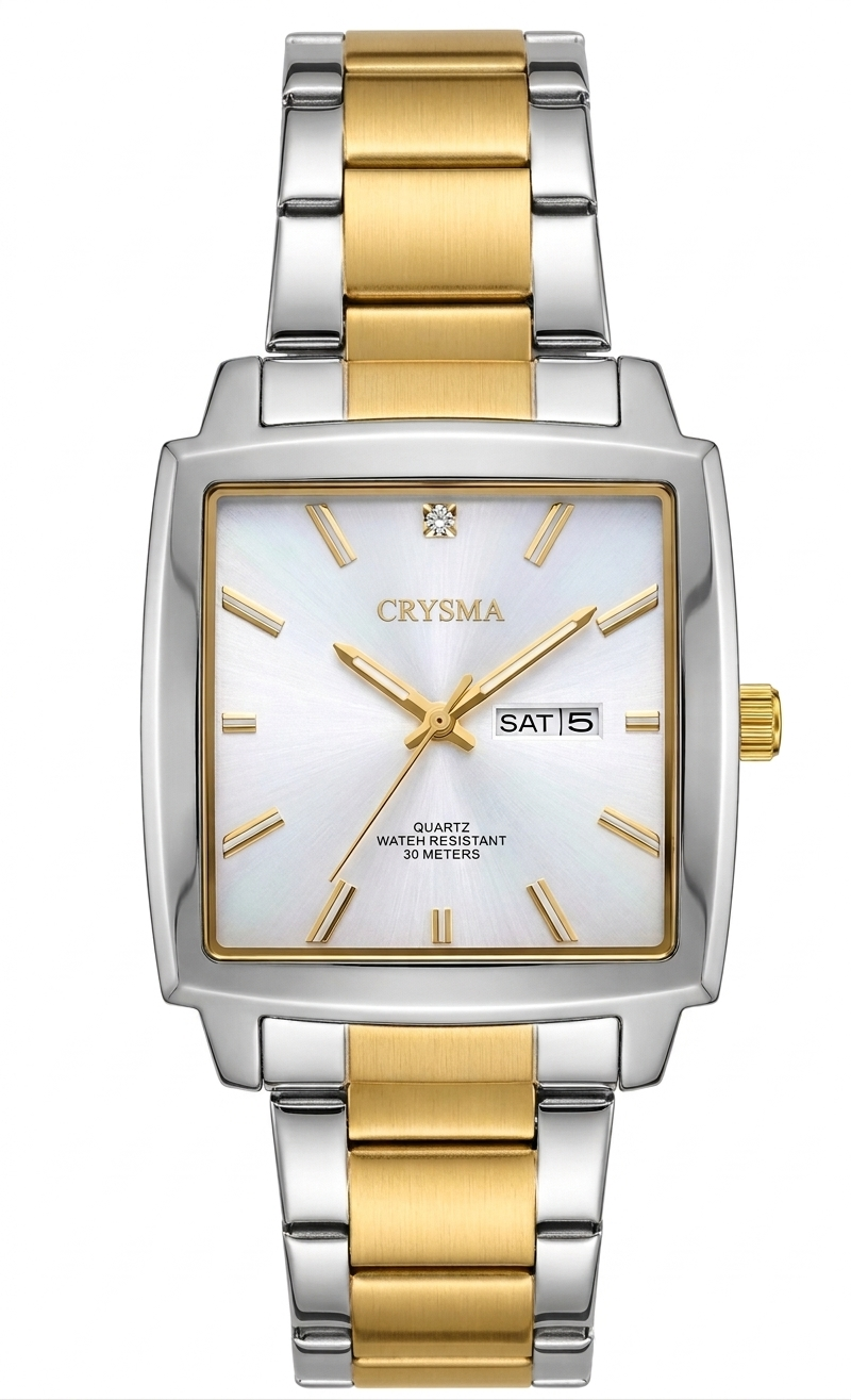PREMIUM Square Dial Men Fashionable Chain Watch in DUAL TONE MEN