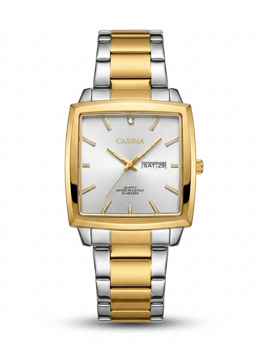 PREMIUM Square Dial Men Fashionable Chain Watch in DUAL TONE