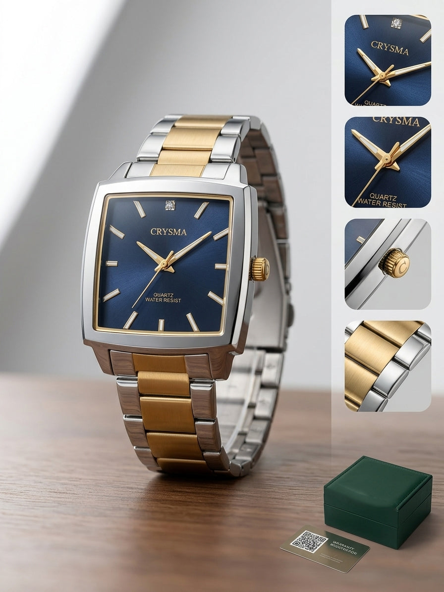 PREMIUM Blue Dial Square Dial Men Fashionable Chain Watch in