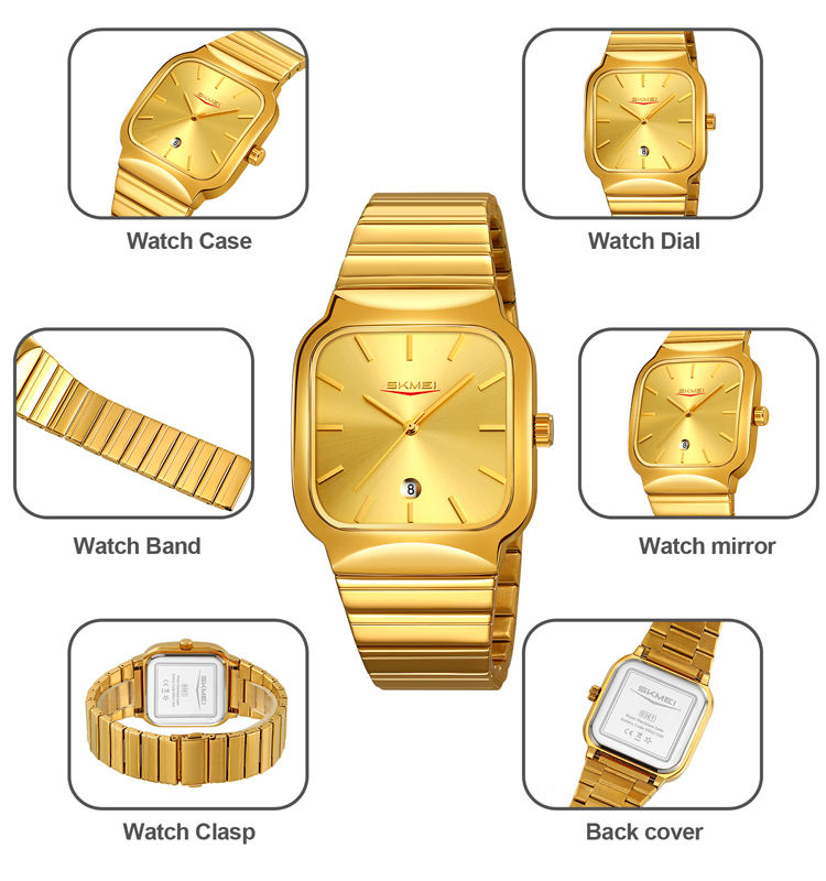 PREIMUIM!!! Gold Aankaaara's Man Woman Hand Watch Stainless Steel Business Hand Clock Fashion with Date Lady Couple Quartz Watch Luxury Desgin