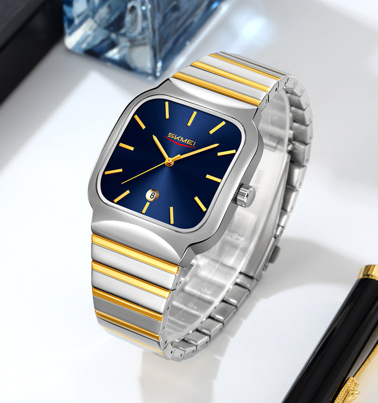 PREIMUIM!!! Blue Dial Aankaaara's Man Woman Hand Watch Stainless Steel Business Hand Clock Fashion with Date Lady Couple Quartz Watch Luxury Desgin