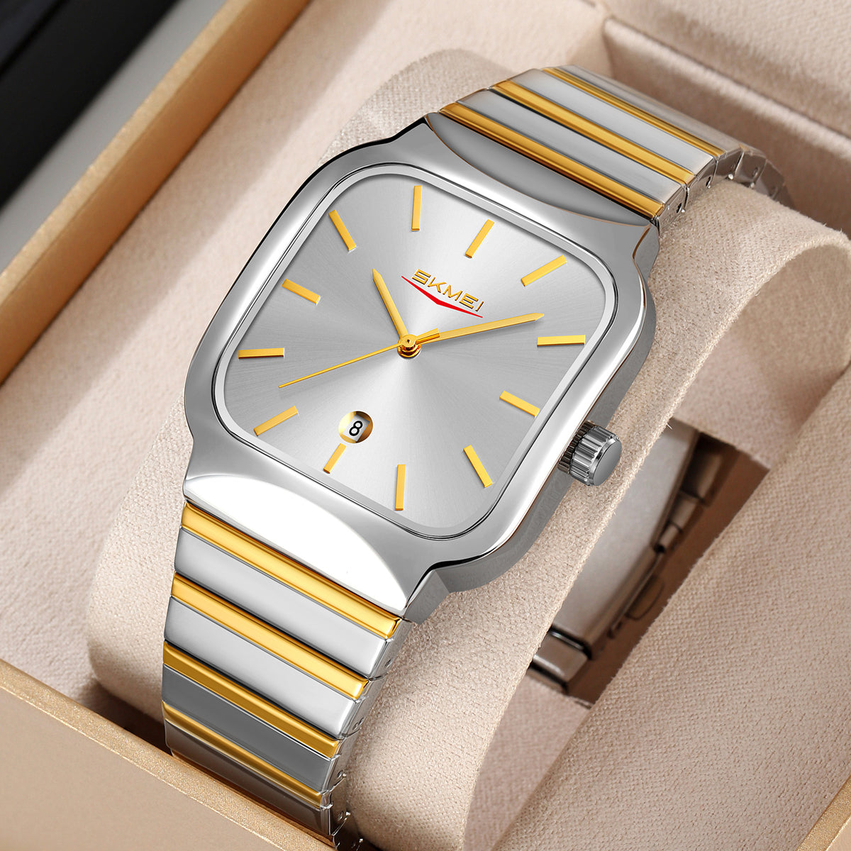 PREIMUIM!!! White Dial Aankaaara's Man Woman Hand Watch Stainless Steel Business Hand Clock Fashion with Date Lady Couple Quartz Watch Luxury Desgin