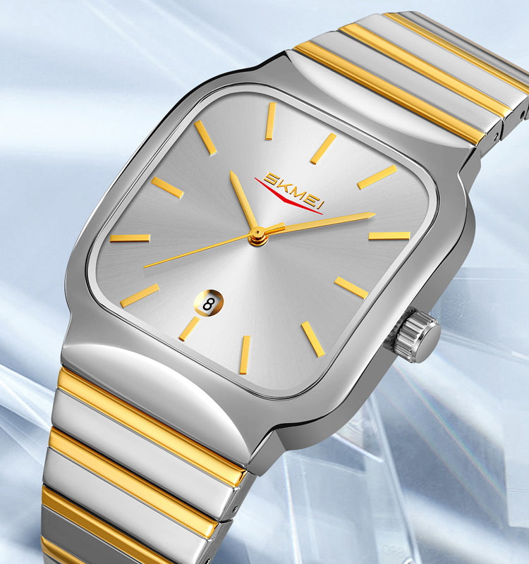 SKM Luxury Stainless Steel Quartz Watch for Men Calendar Stopwatch Waterproof Sport Men Wristwatches Clock Reloj Hombre