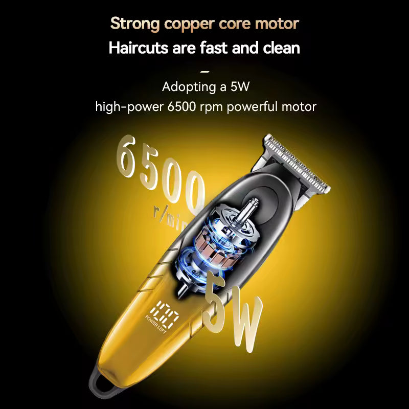 Kemei Km-1742 Stainless Steal R-blade Hair Trimmer Super Fashion Design Splicing Color High Speed Motor Hair Clipper with Hook