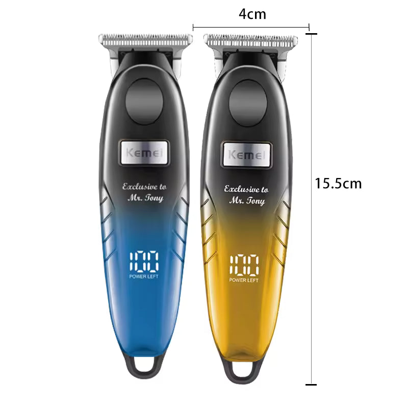 Kemei Km-1742 Stainless Steal R-blade Hair Trimmer Super Fashion Design Splicing Color High Speed Motor Hair Clipper with Hook
