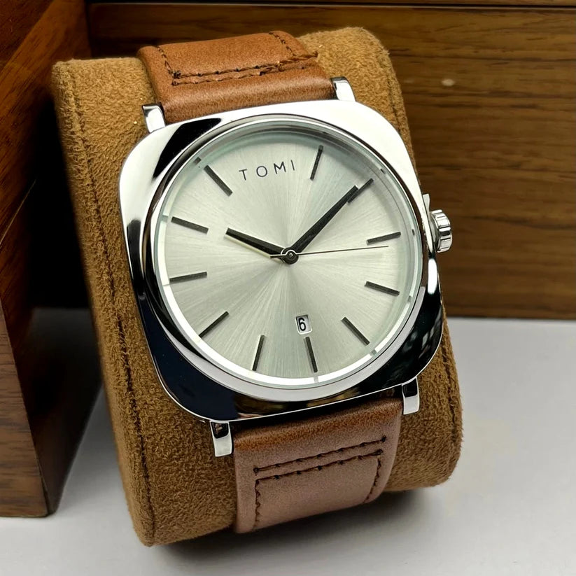 Tomi Silver N Brown Watch For Men
