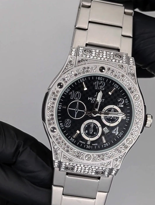 Ice Dial Silver Chain Watch For Men