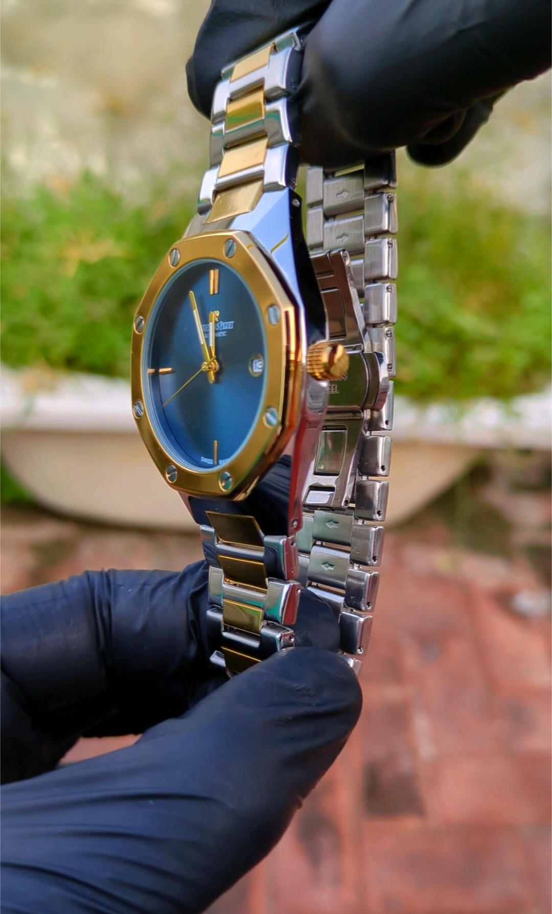 Premium Luxury  Blue Dial Two-Tone Gold & Silver Men’s  Watch – Classic Royal Design with Date Display