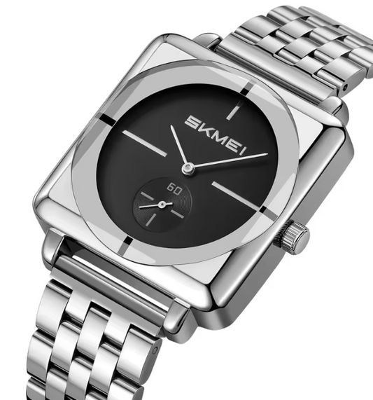 Minimal Elegant Square Desgin - Silver/ Black