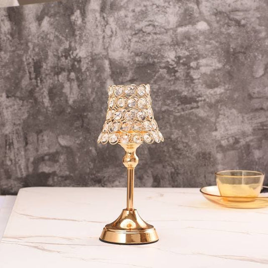 1pc Golden Crystal Candle Holder, Candlestick for Table Centerpiece Wedding Birthday Party Home Decor Christmas Gift