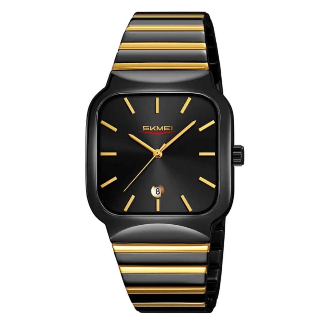 PREIMUIM!!! Black and Gold Aankaaara's Man Woman Hand Watch Stainless Steel Business Hand Clock Fashion with Date Lady Couple Quartz Watch Luxury Desgin