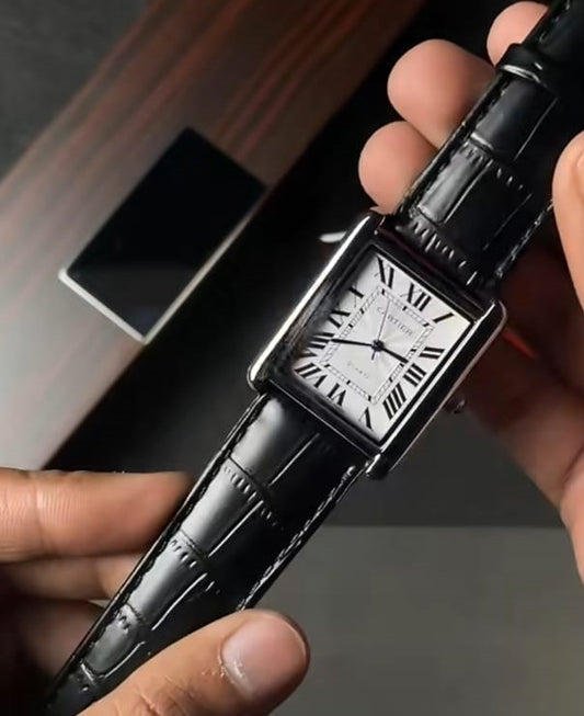 Tank Edition Black Strap Watch For Men