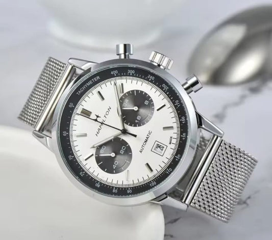 Men's Luxury Quartz Chronograph Watch AAA Grade & Luminous Hands Business Sport Dual Use Wristwatch Black