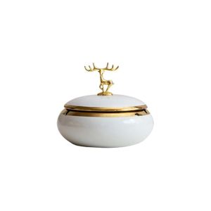 Cremic Ashtray With Deer Lid