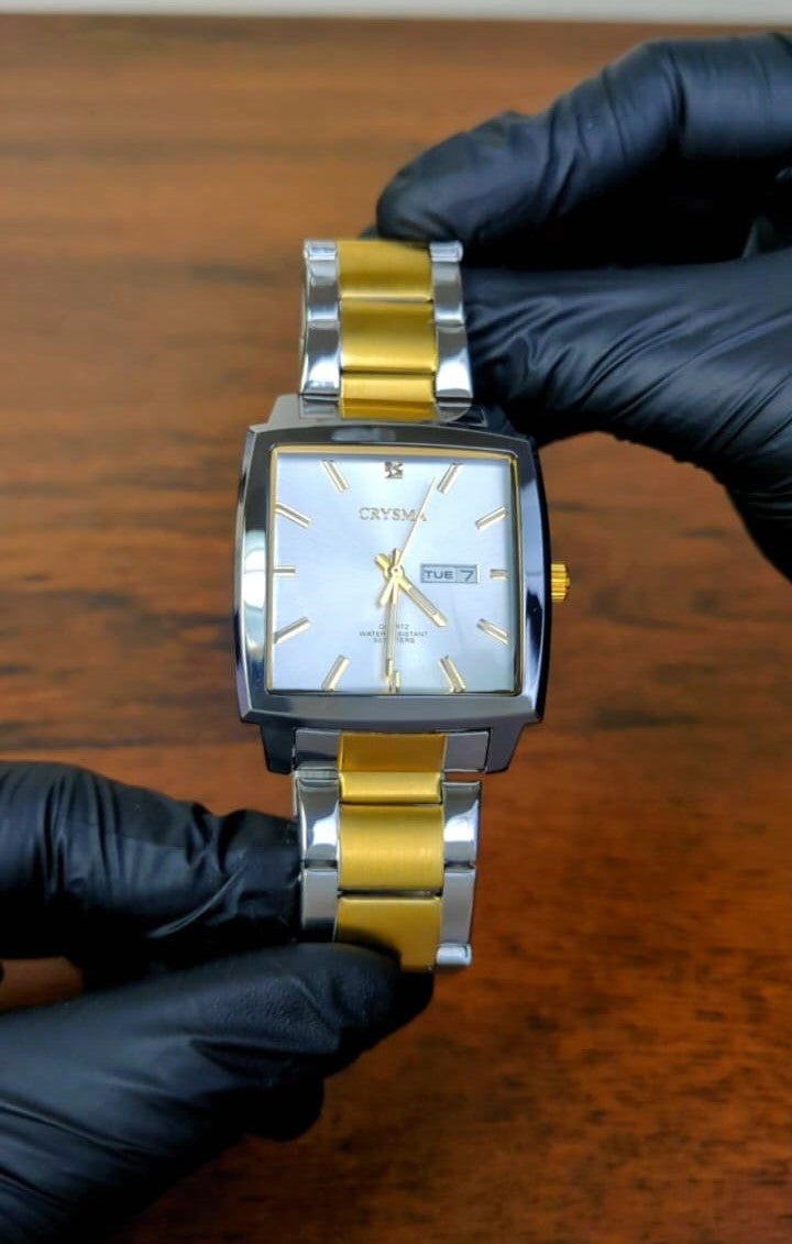 PREMIUM Square Dial Men Fashionable Chain Watch in DUAL TONE MEN