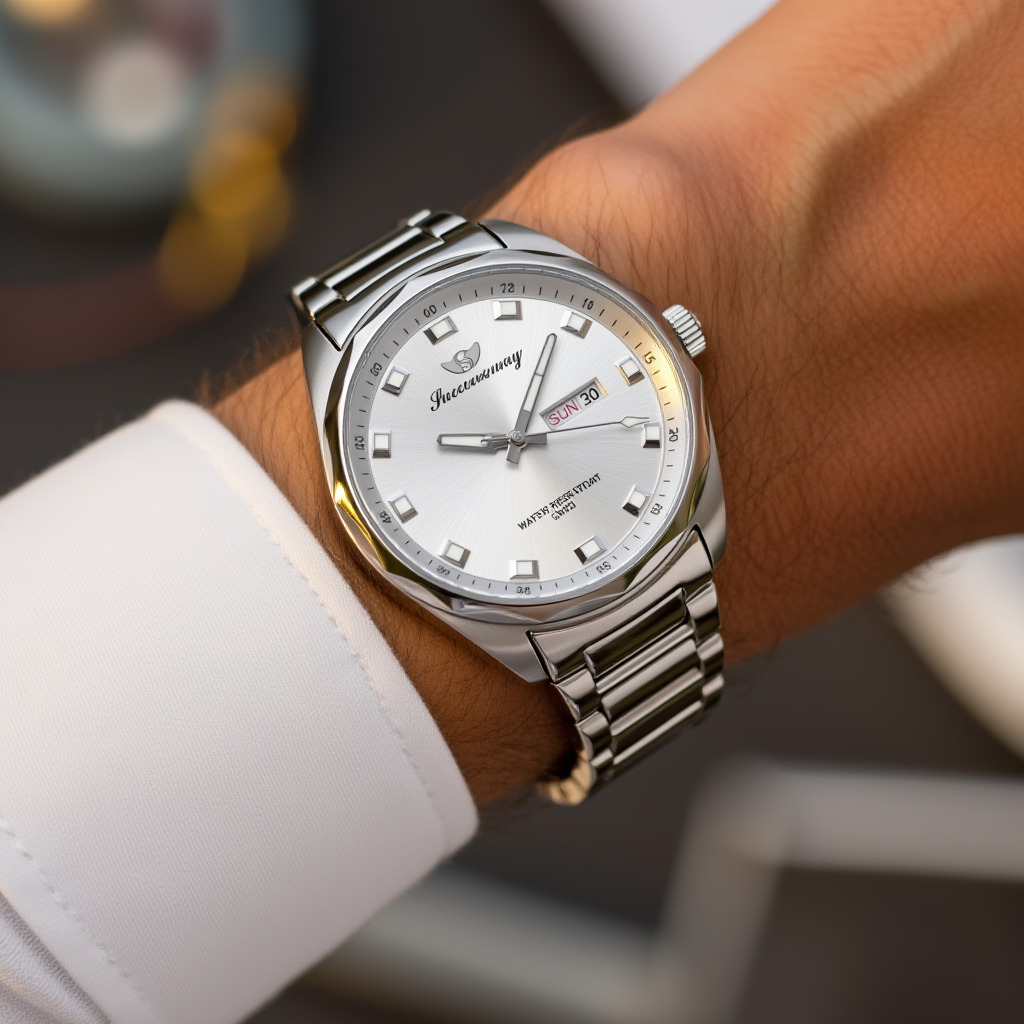 Premium Silver Men’s Wristwatch – Business Style