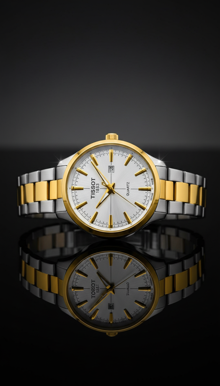 Elegant Stainless Steel Men’s Watch with Calendar Feature